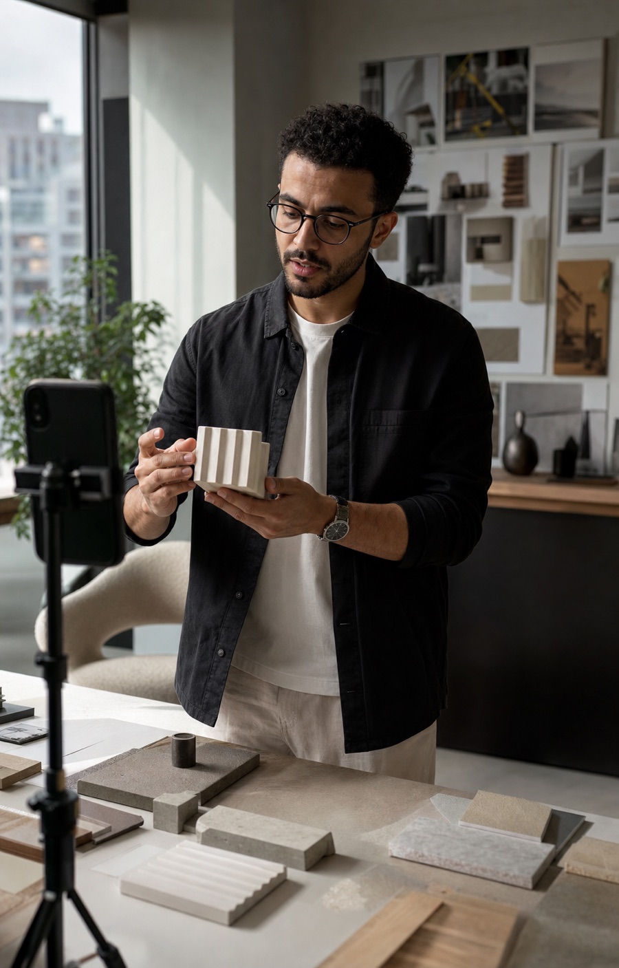 Creator presenting a product through a mobile commerce experience