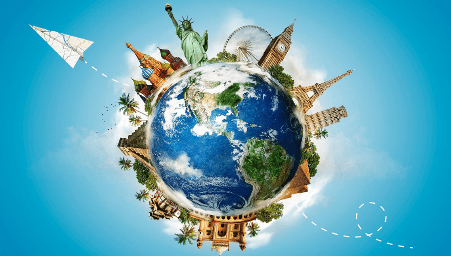 Travel creator documenting a destination experience on location